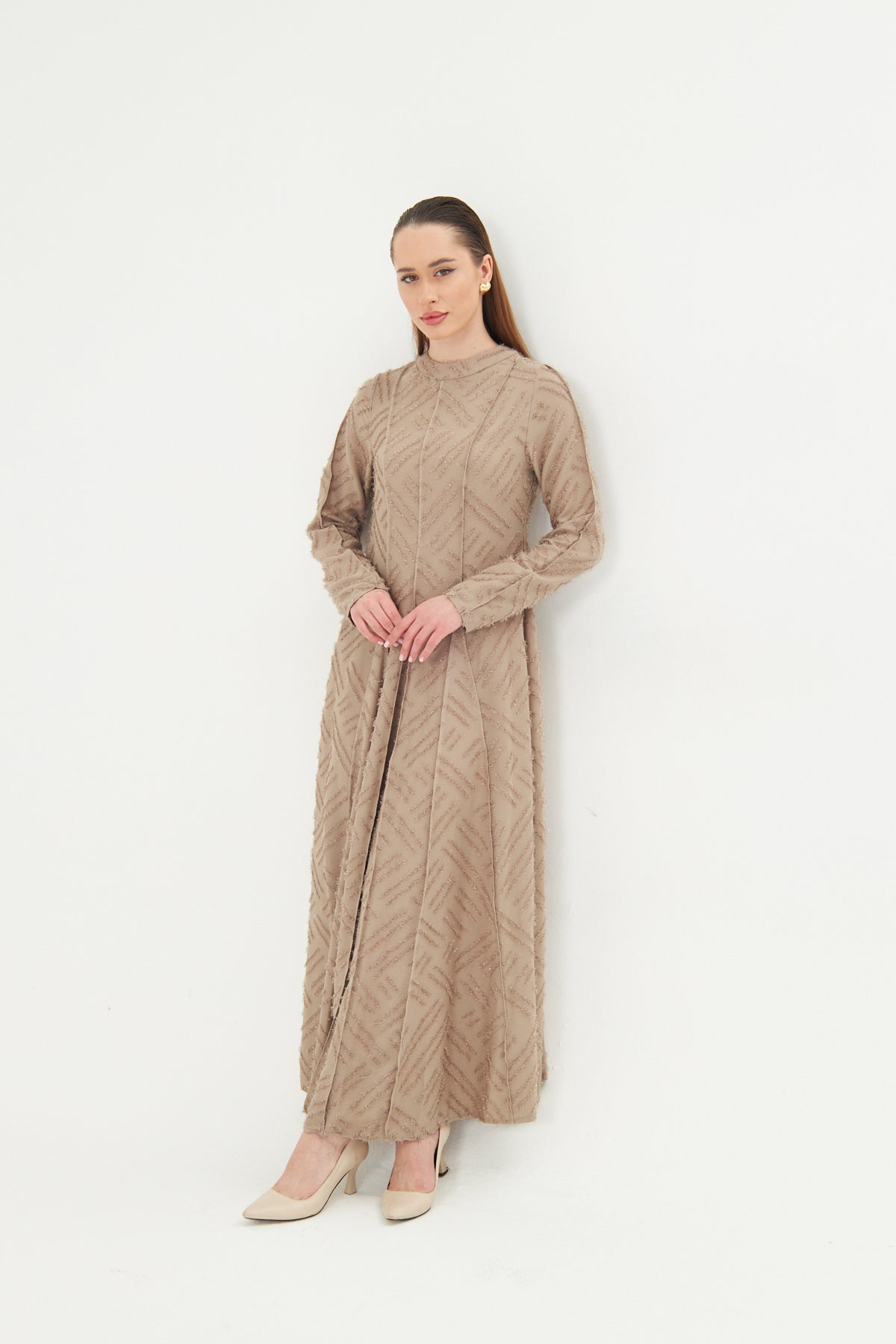 Siena Sand Textured Longline Dress