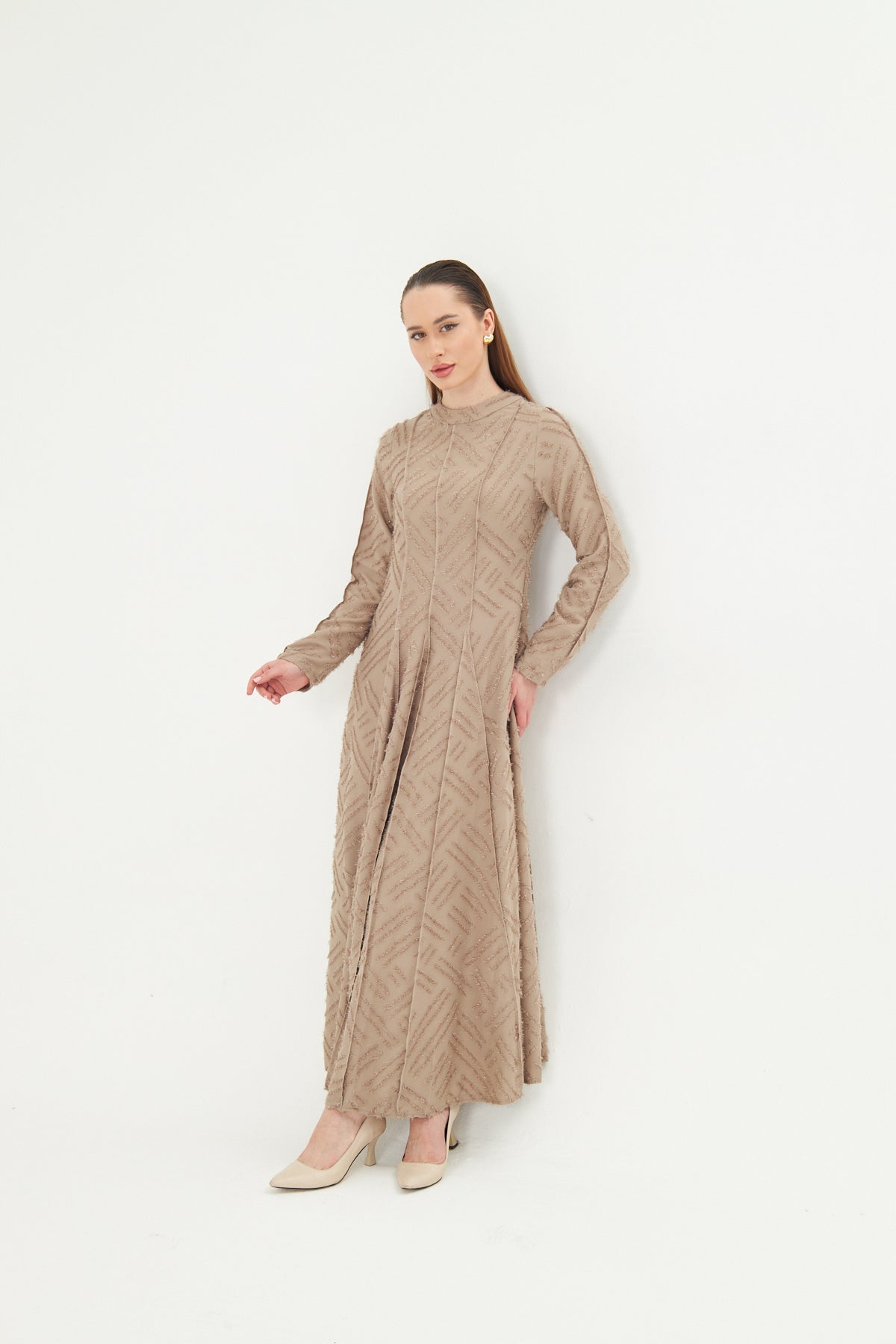 Siena Sand Textured Longline Dress