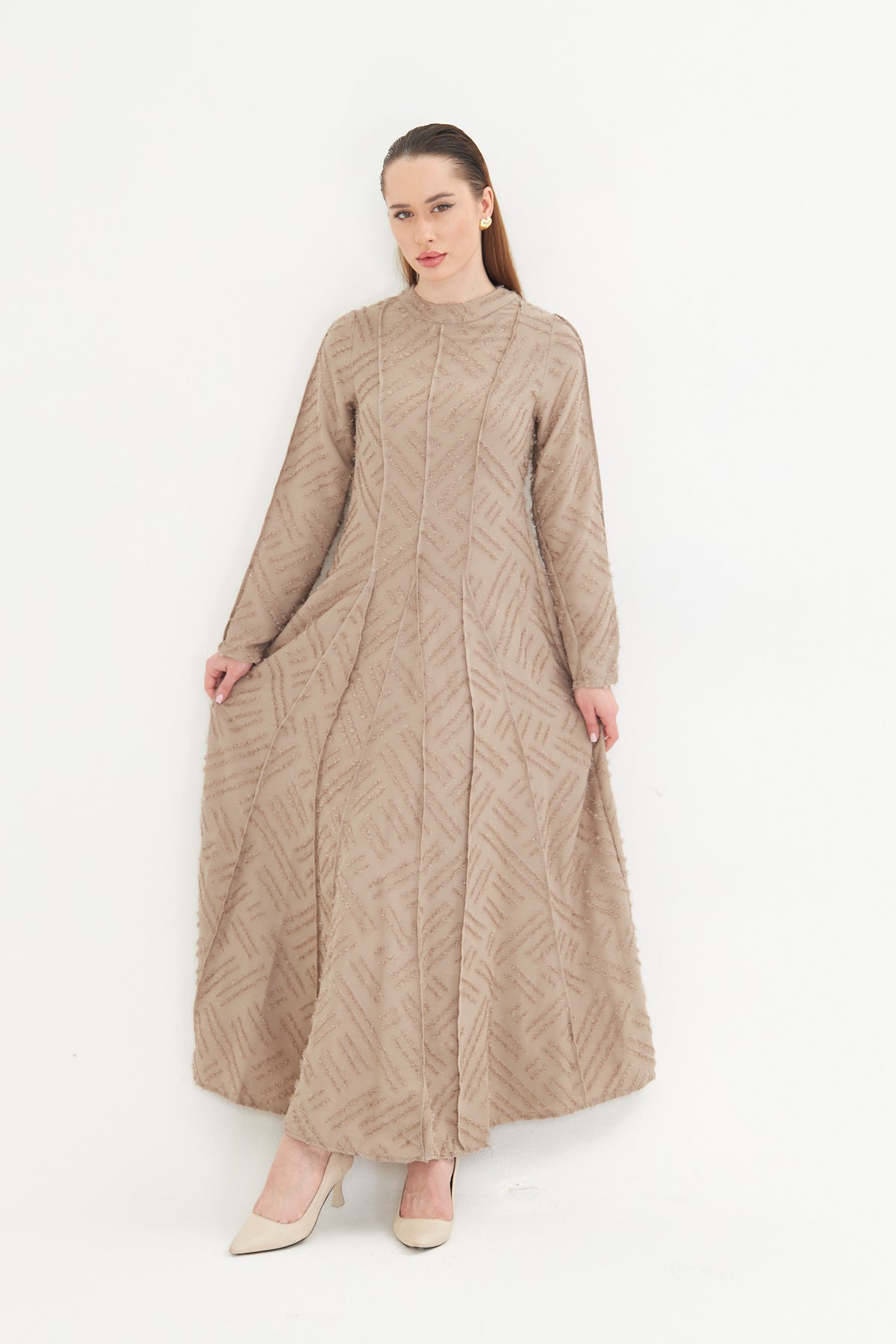 Siena Sand Textured Longline Dress
