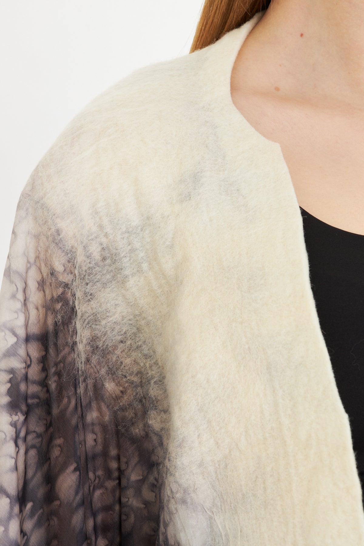 Oslo Ivory & Charcoal Silk Fusion Poncho