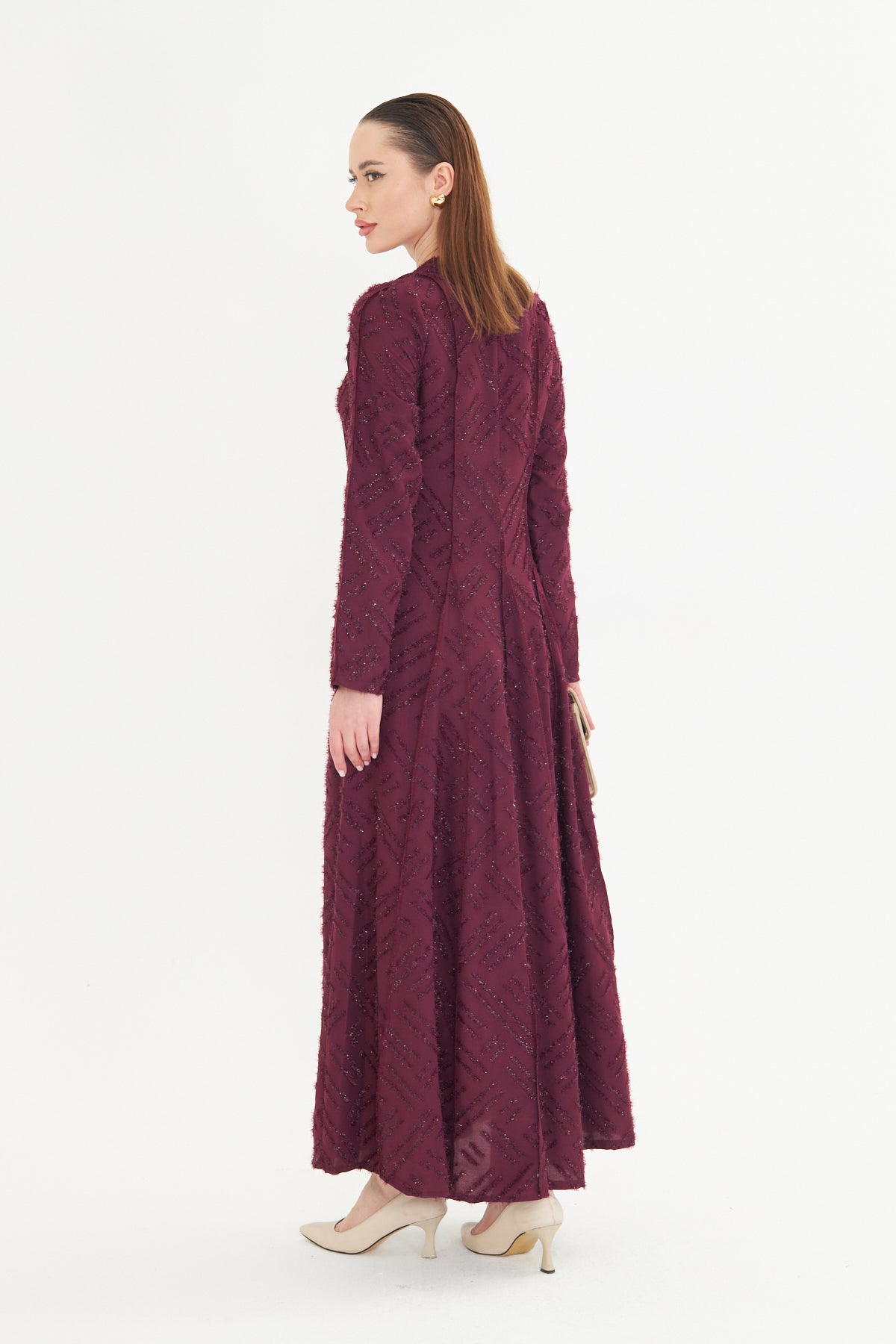 Textured Longline Dress - Merlot