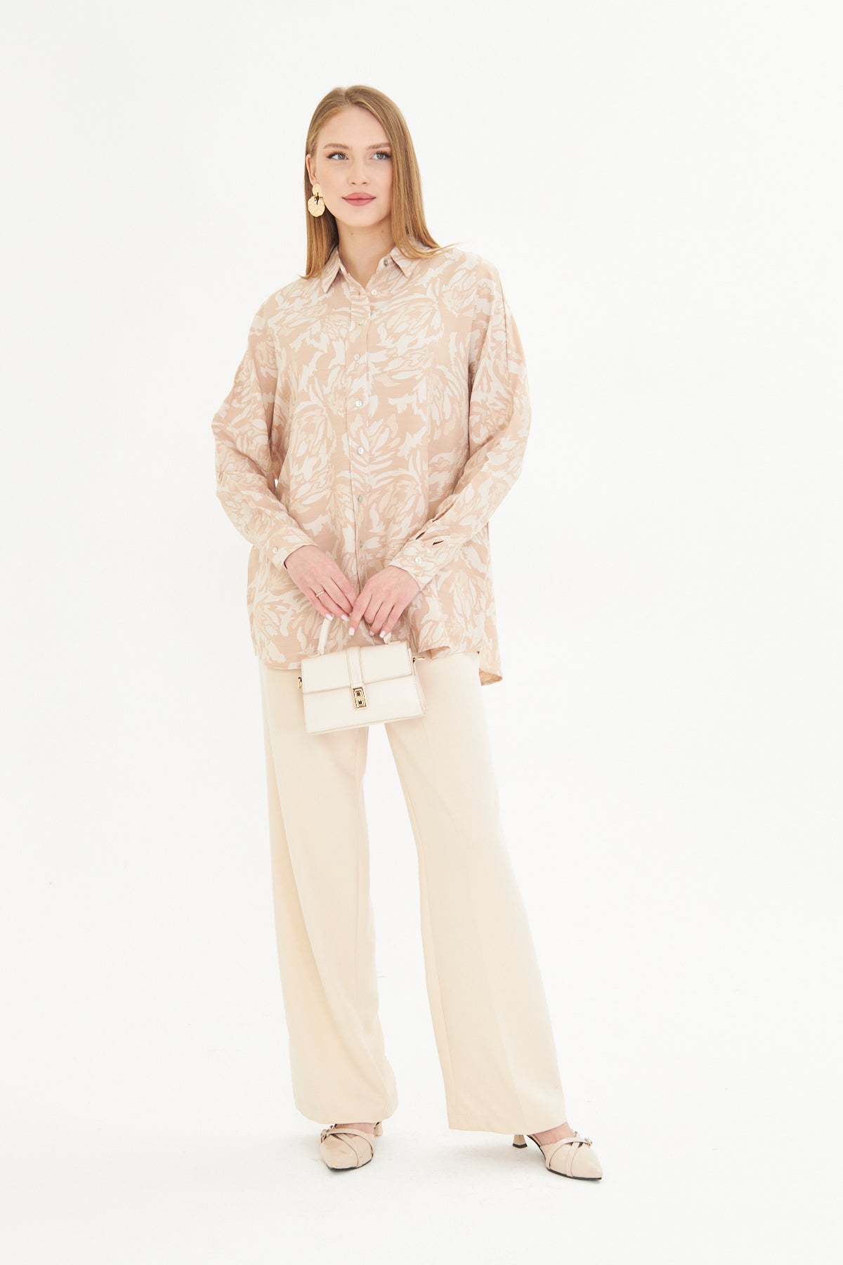 Amalfi Sand Floral Oversized Shirt