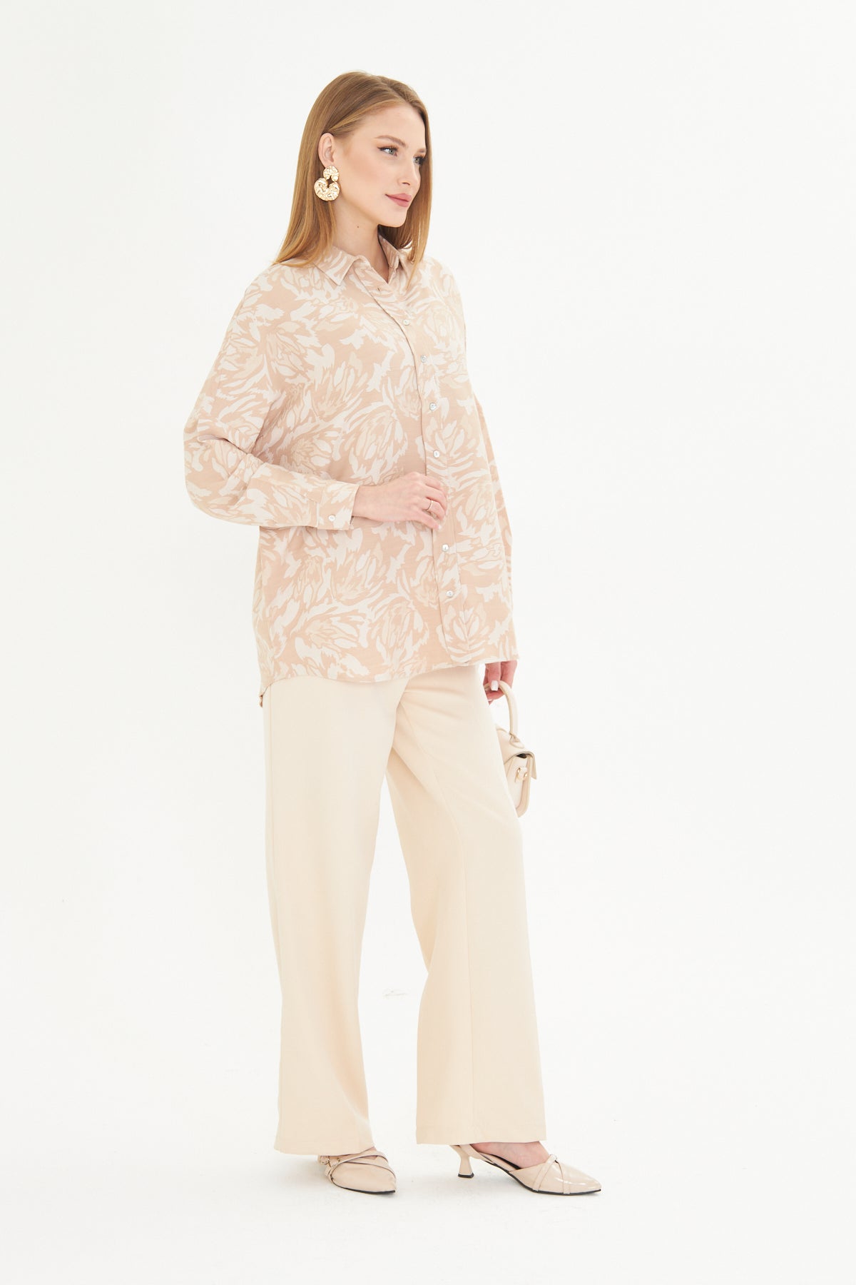 Amalfi Sand Floral Oversized Shirt
