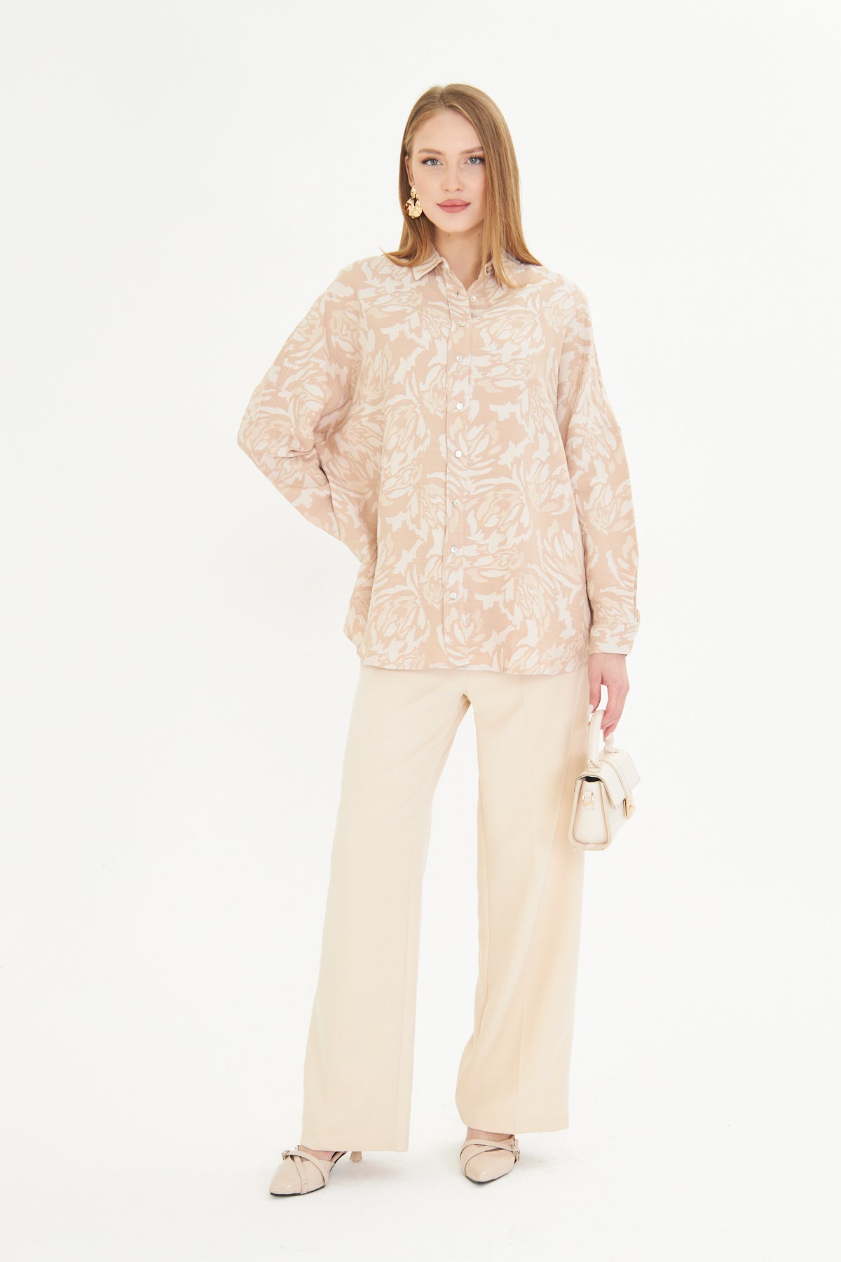 Amalfi Sand Floral Oversized Shirt