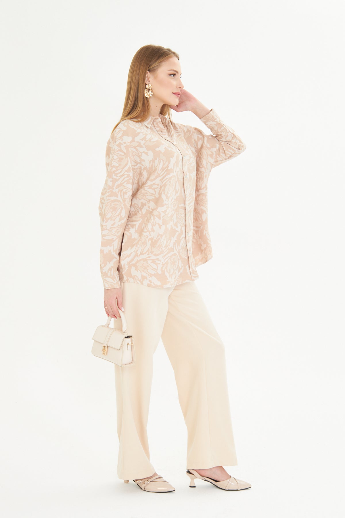 Amalfi Sand Floral Oversized Shirt