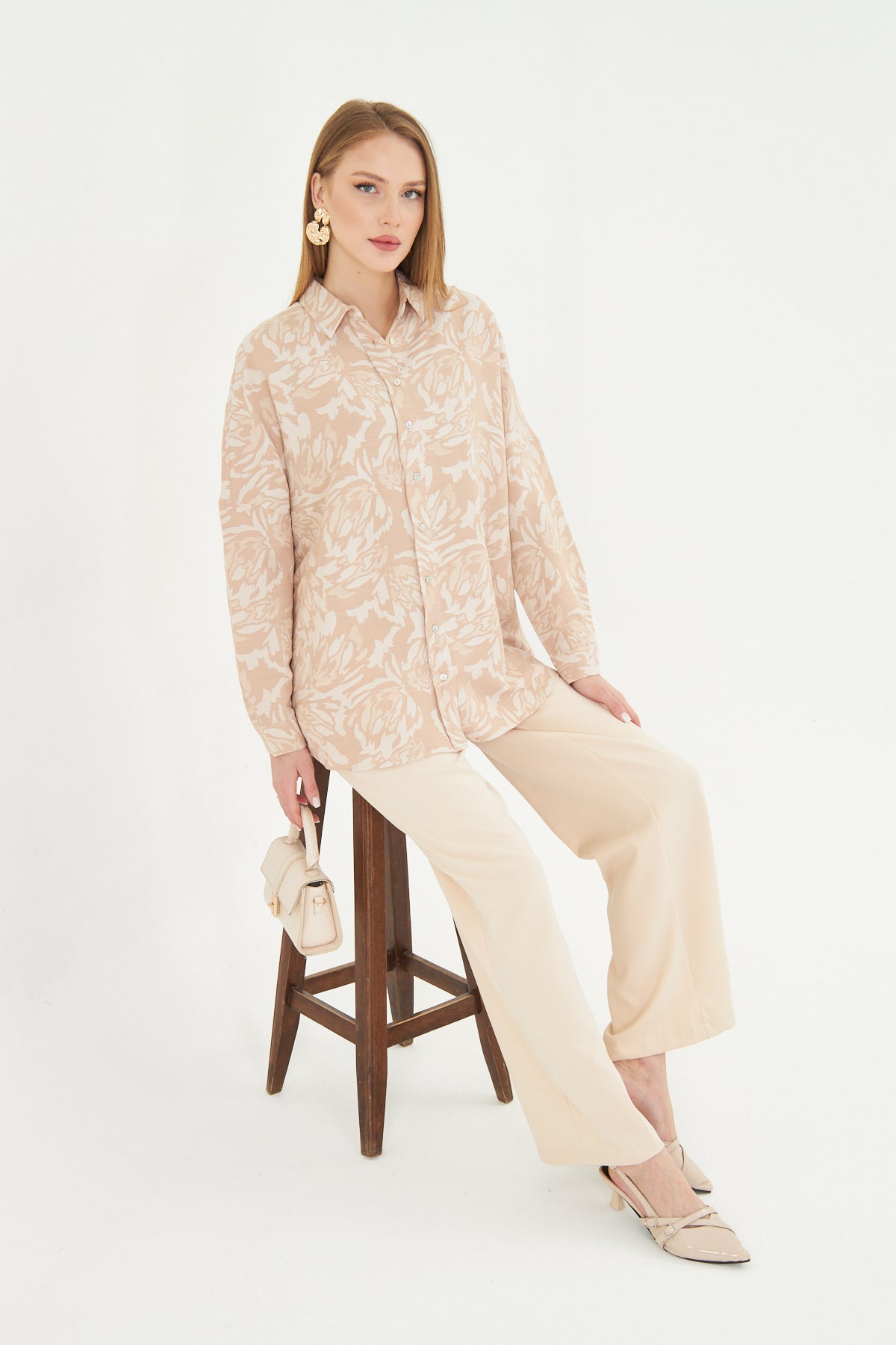 Amalfi Sand Floral Oversized Shirt