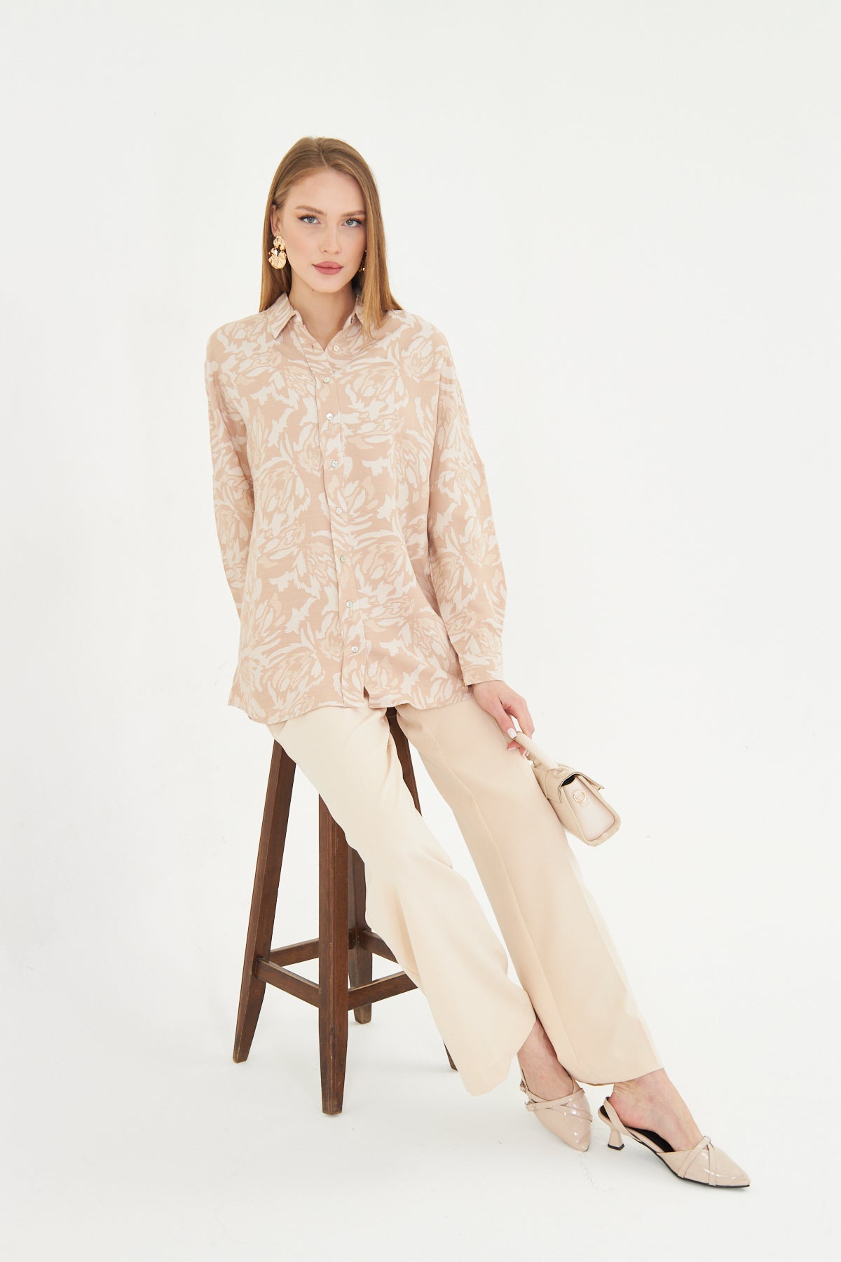 Amalfi Sand Floral Oversized Shirt