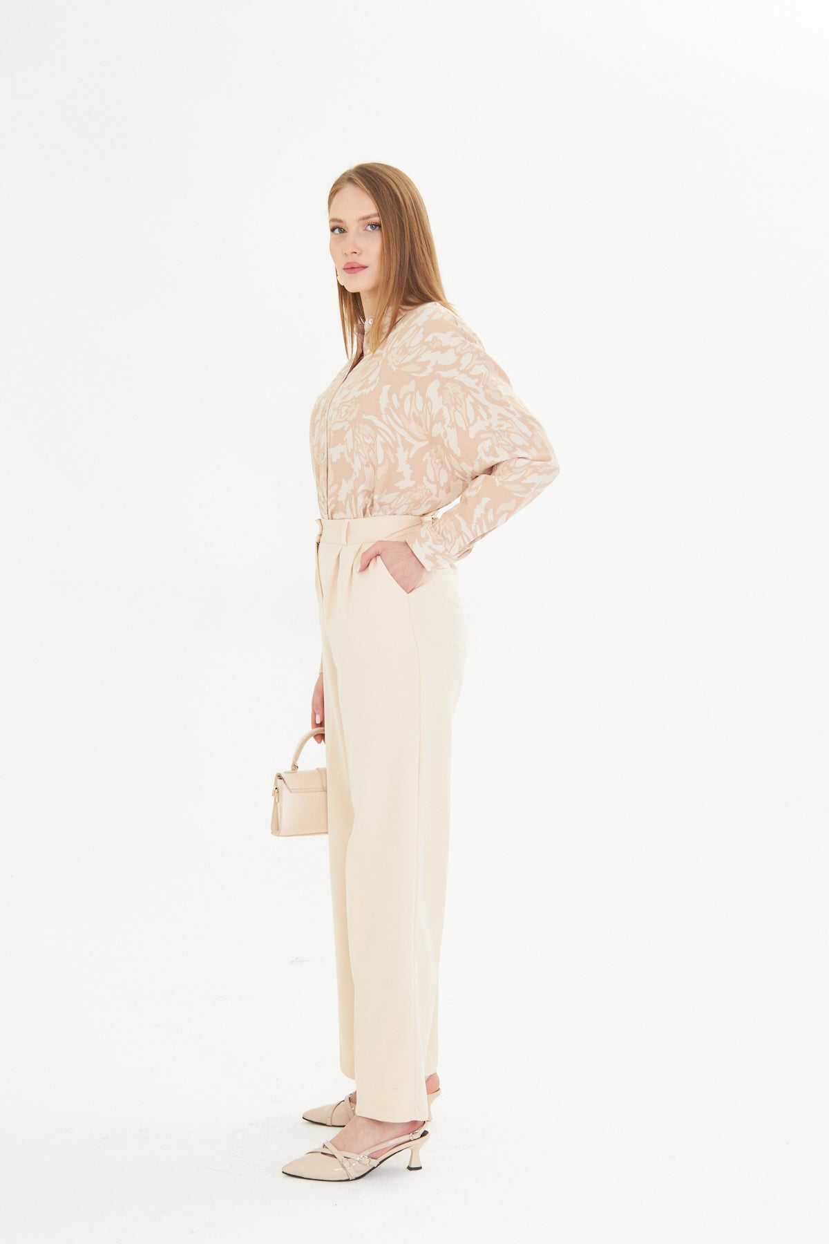 Cream Wide-Leg Trousers