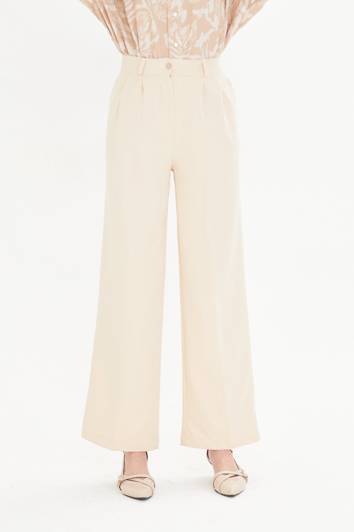 Cream Wide-Leg Trousers