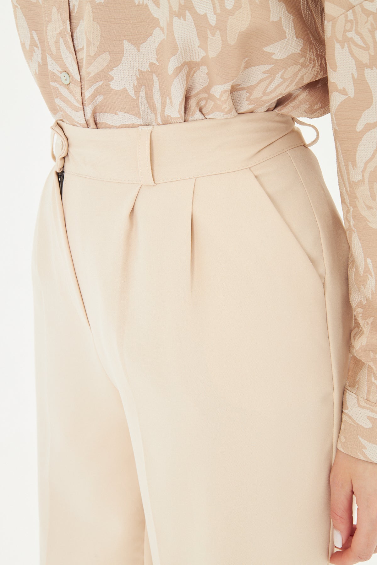 Cream Wide-Leg Trousers