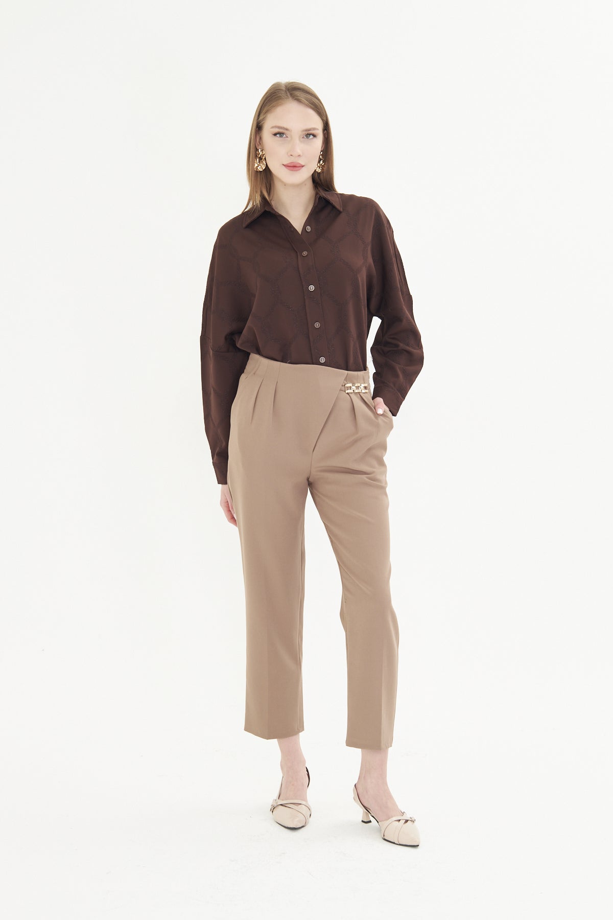 High Waist Culotte Trousers - Tan