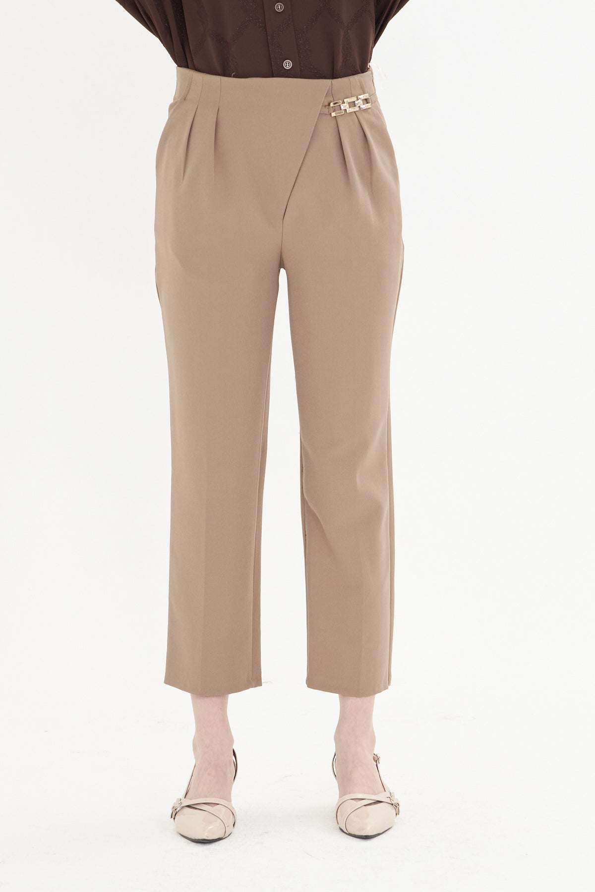 High Waist Culotte Trousers - Tan