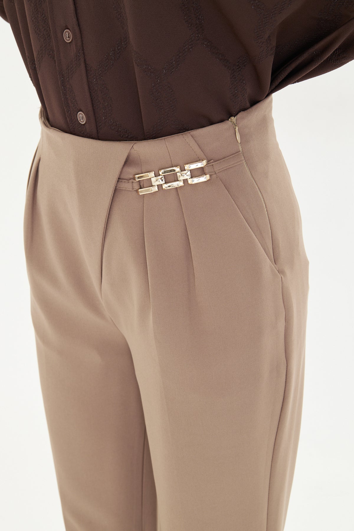 High Waist Culotte Trousers - Tan