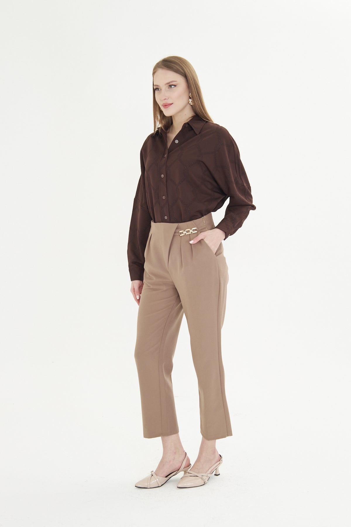 High Waist Culotte Trousers - Tan