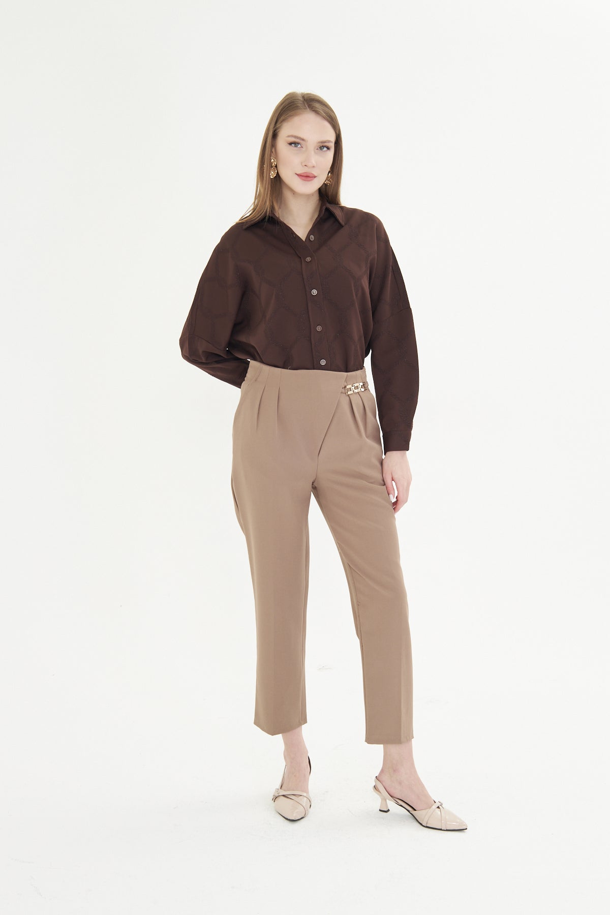 High Waist Culotte Trousers - Tan