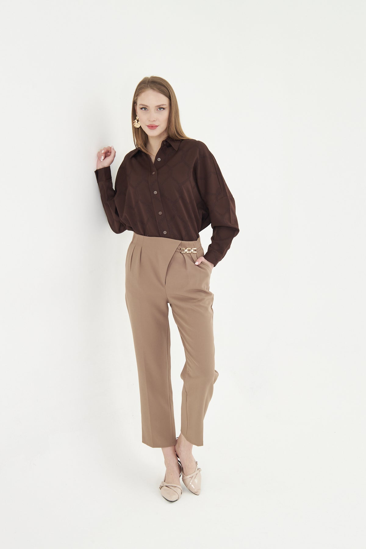 High Waist Culotte Trousers - Tan
