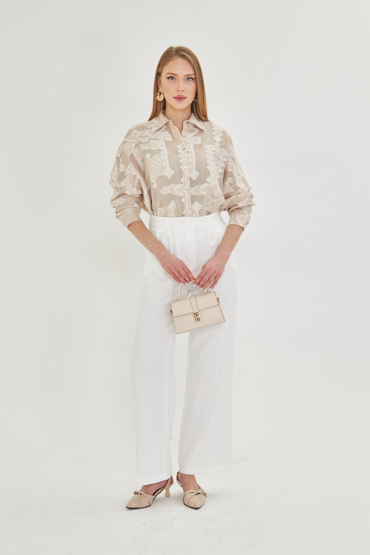 White Wide-Leg Trousers