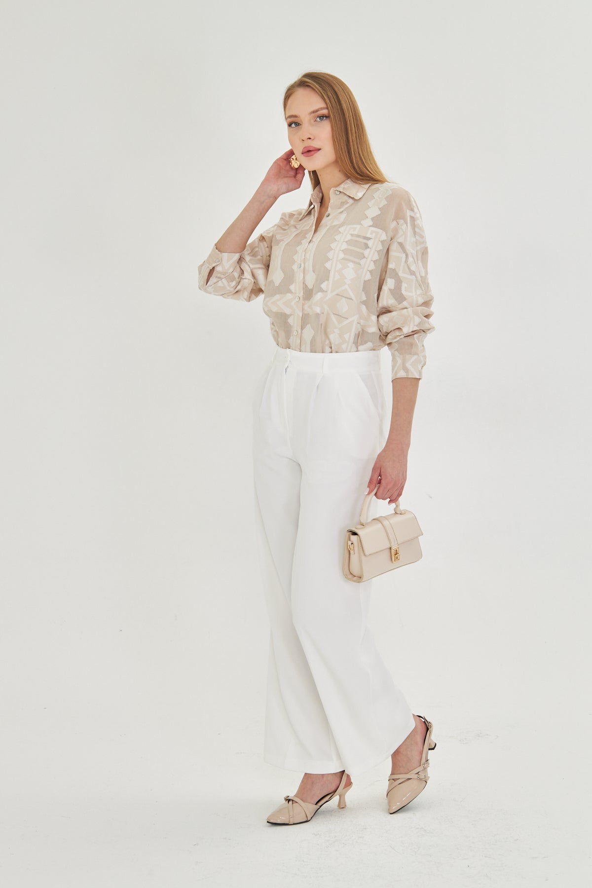 White Wide-Leg Trousers