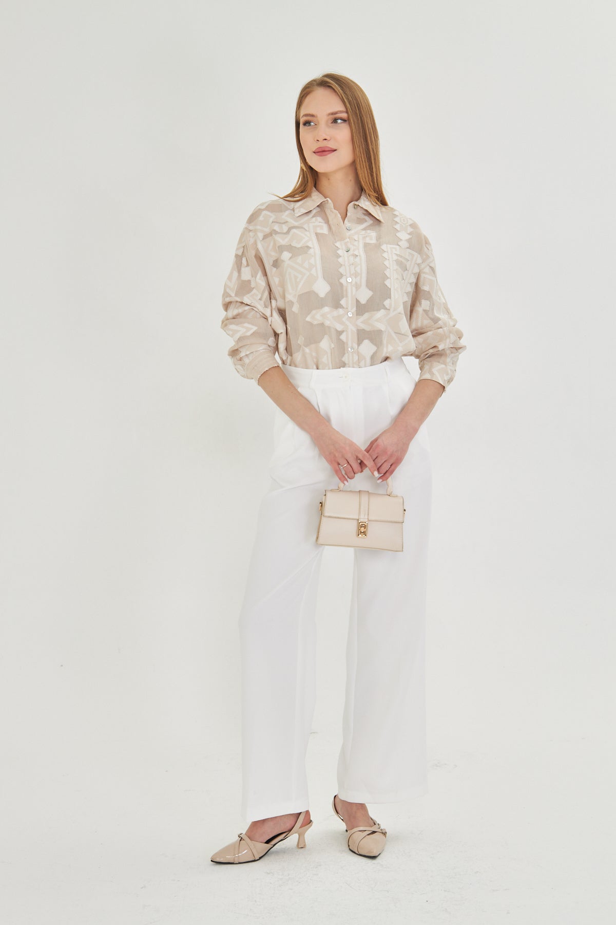 White Wide-Leg Trousers