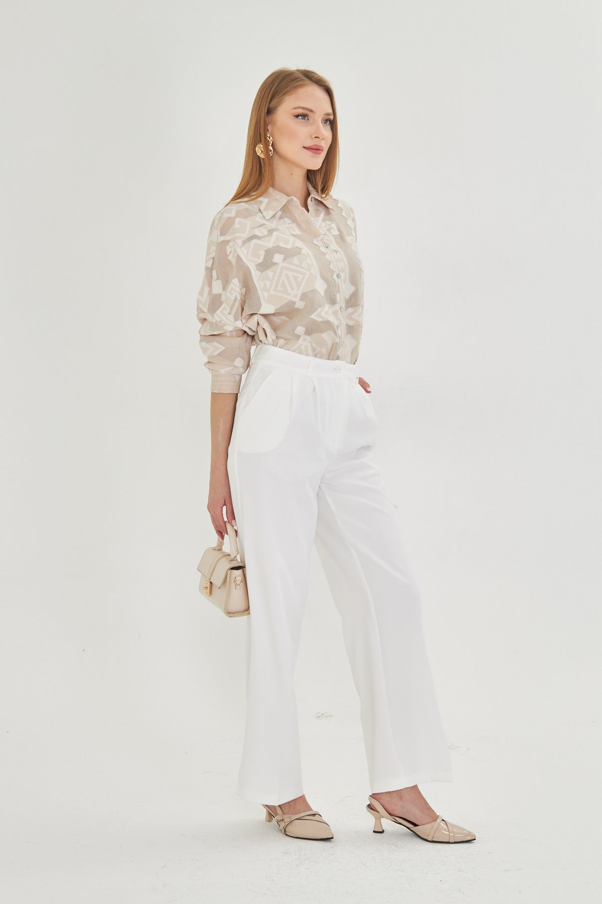 White Wide-Leg Trousers