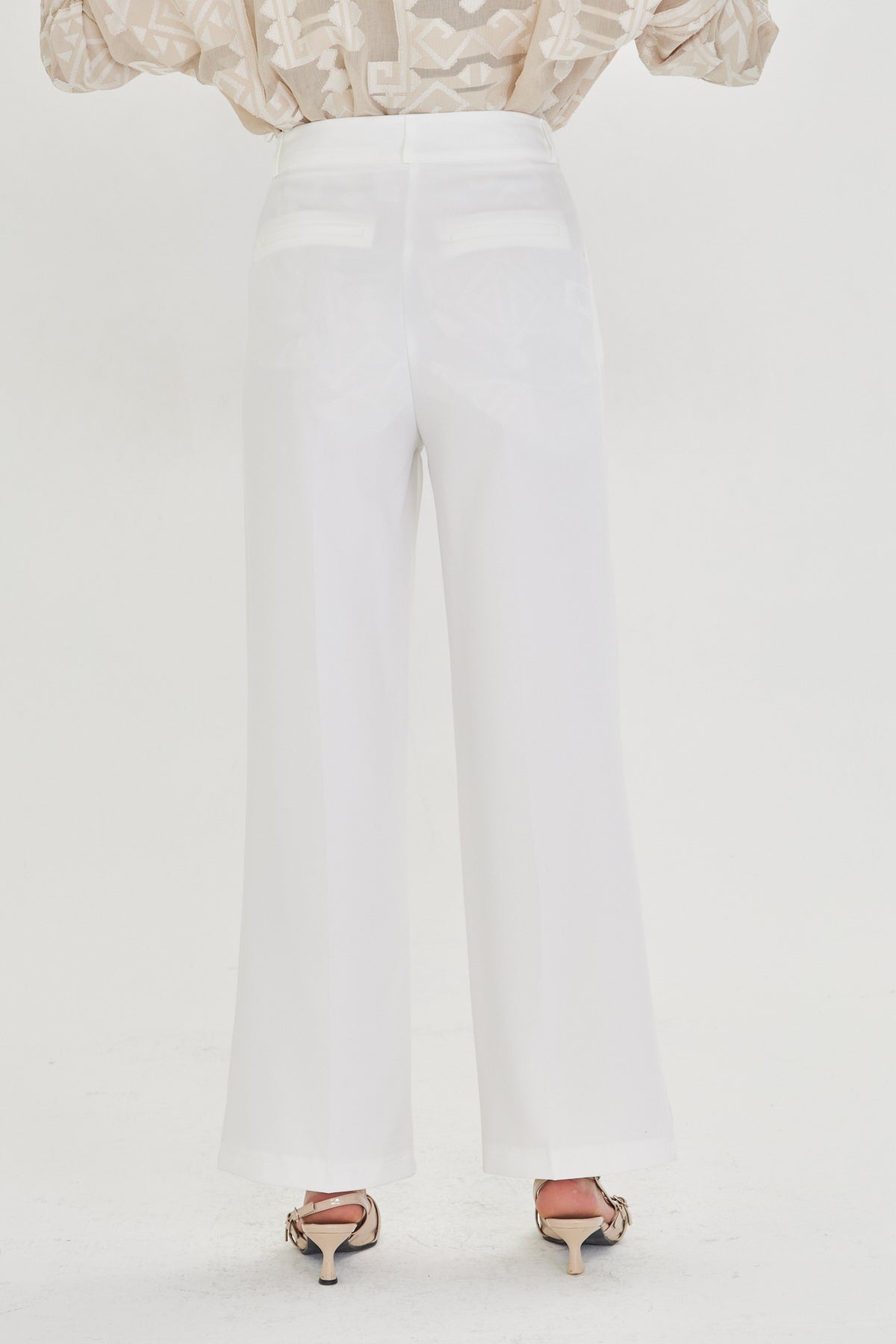 White Wide-Leg Trousers
