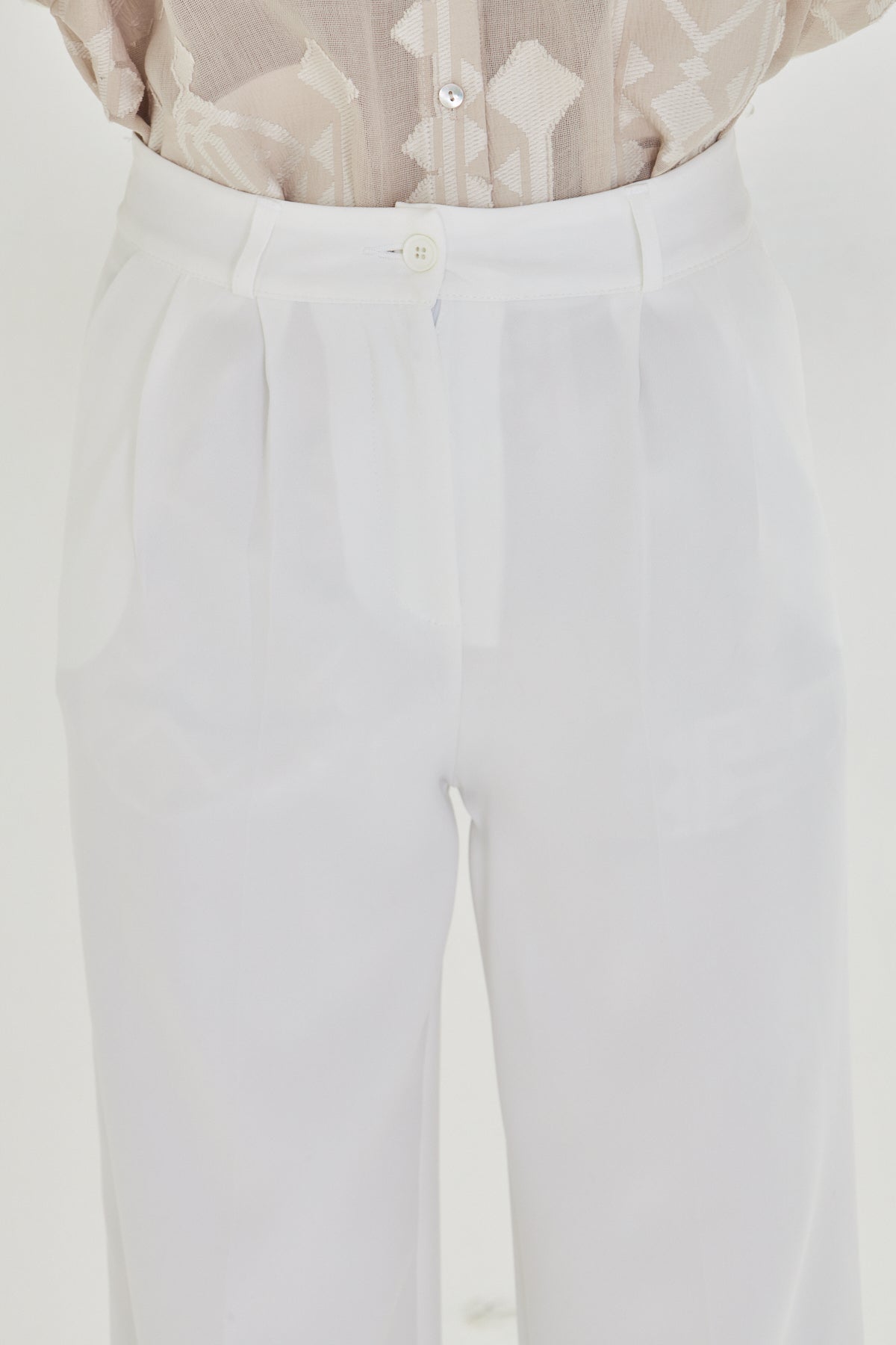 White Wide-Leg Trousers