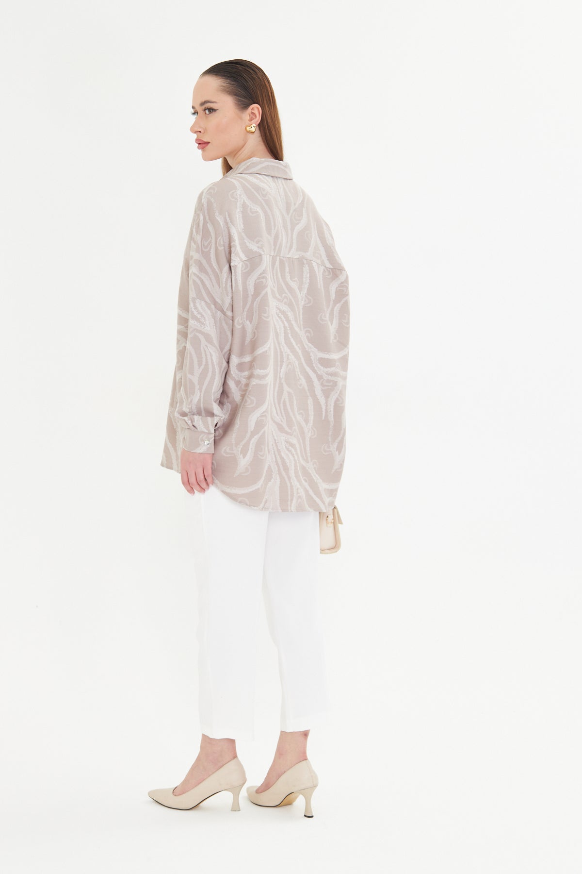 Textured Taupe Oversized Shirt