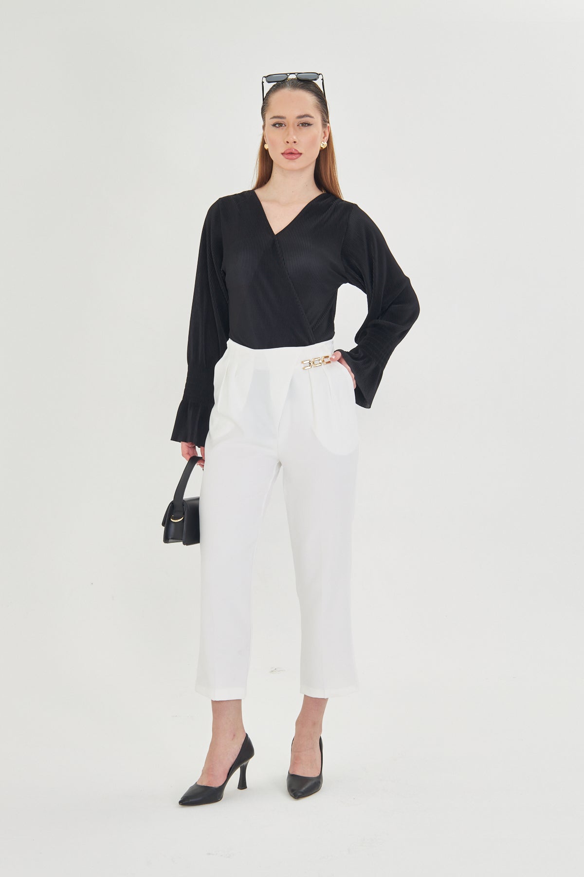 High Waist Culotte Trousers - White