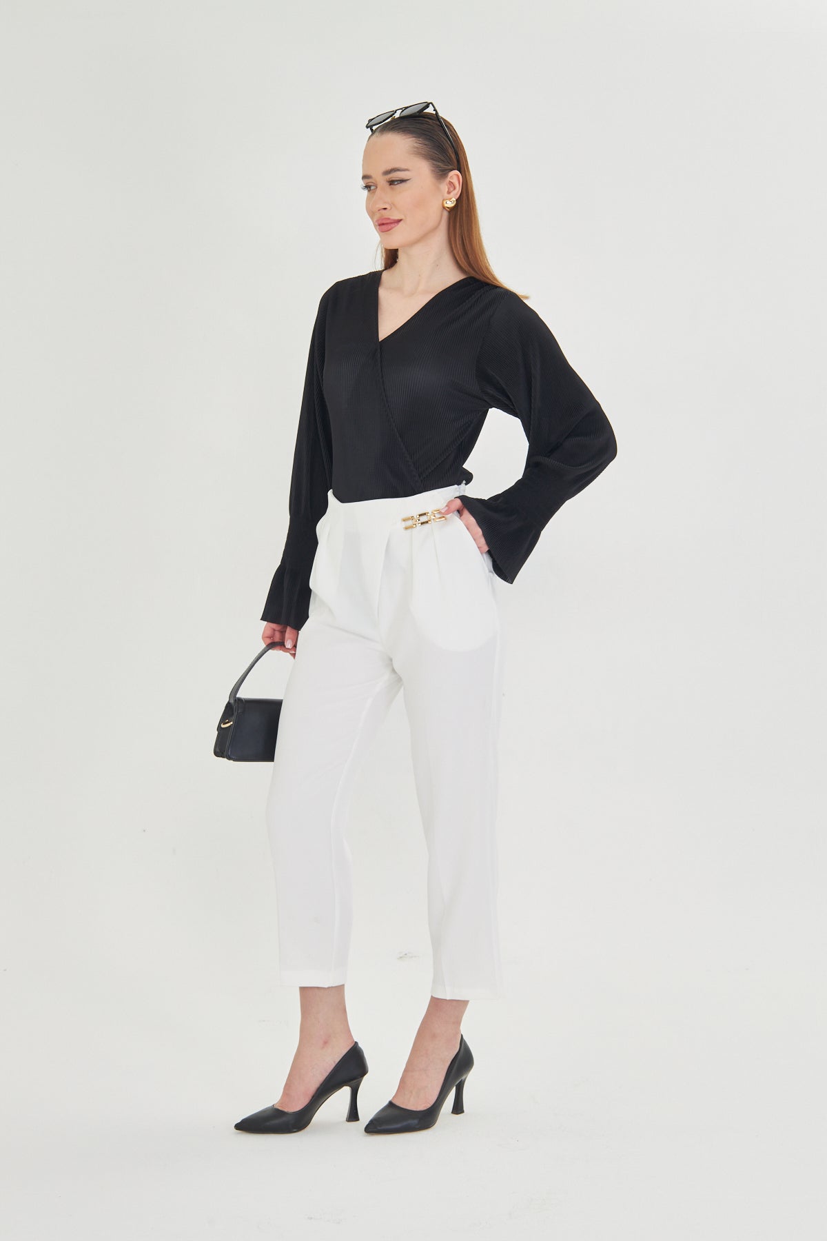 High Waist Culotte Trousers - White