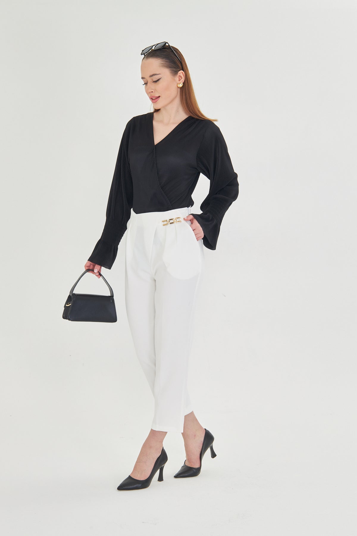 High Waist Culotte Trousers - White