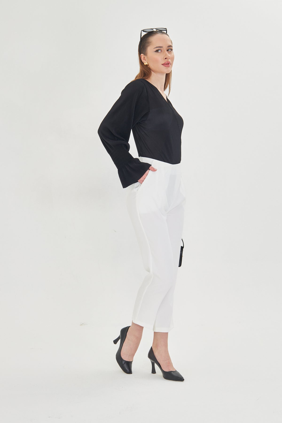High Waist Culotte Trousers - White