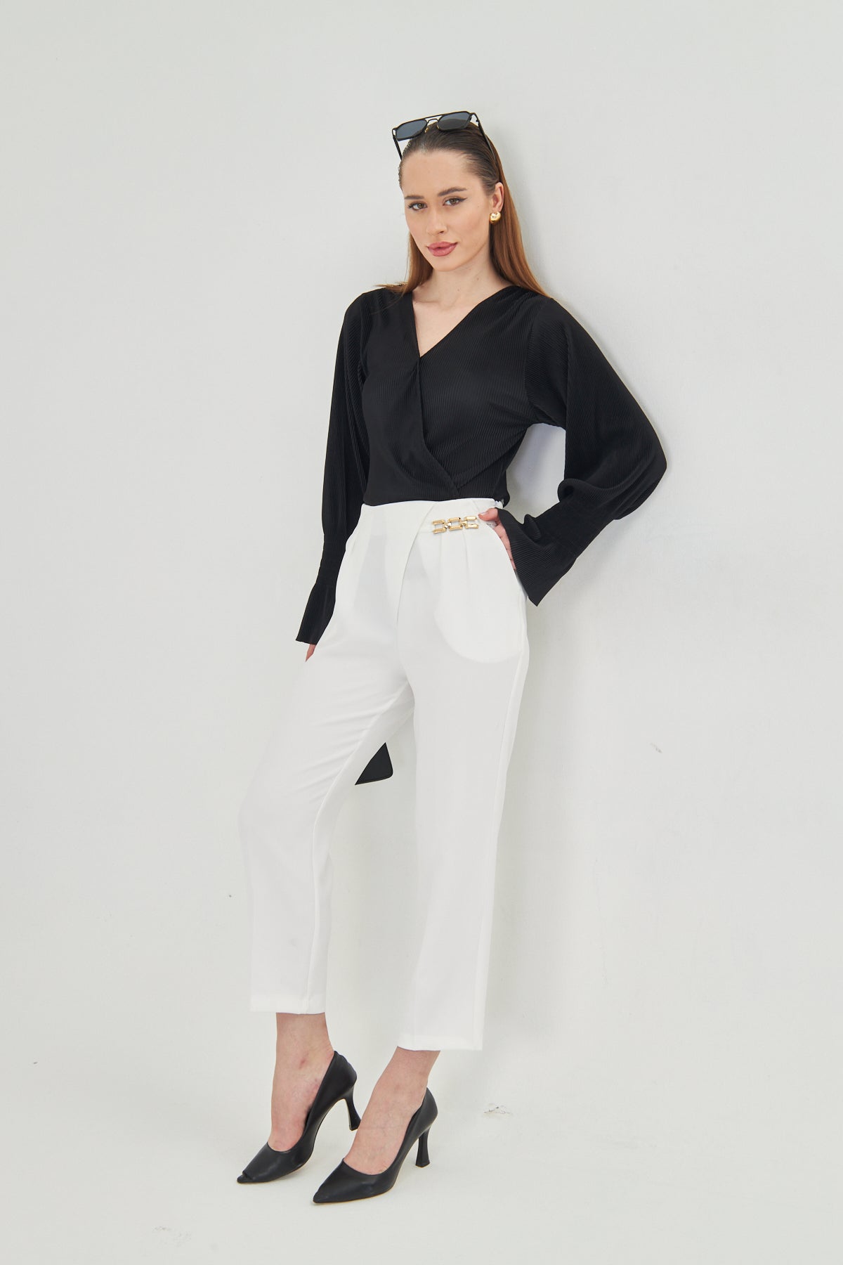 High Waist Culotte Trousers - White