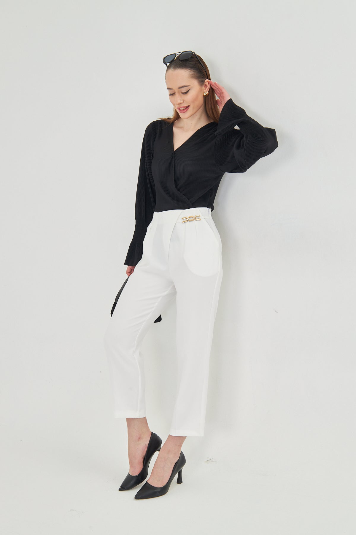 High Waist Culotte Trousers - White